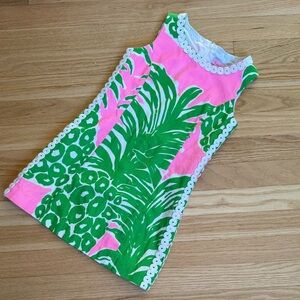 Lily Pulitzer print dress girls size 6 pink green preppy summer